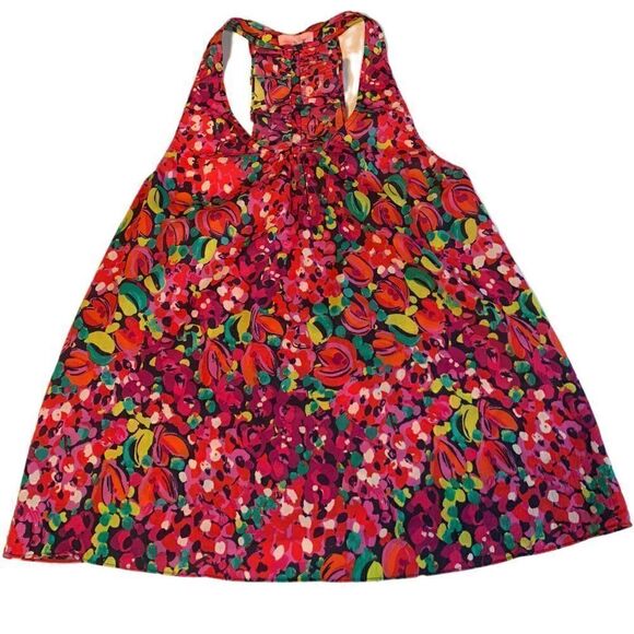 Lilly Pulitzer Ruffle Racerback Tank Top in Wild Confetti Size Medium - Picture 3 of 9